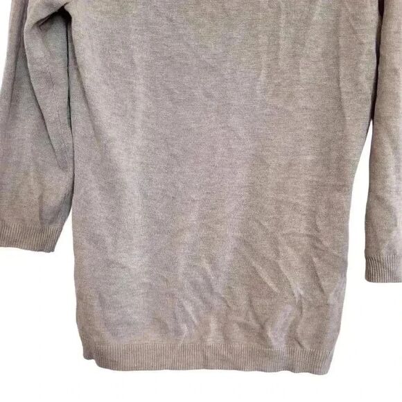 Banana Republic Women's Oatmeal Heather Poly/Wool Beaded Scoop Neck Sweater - Picture 8 of 9